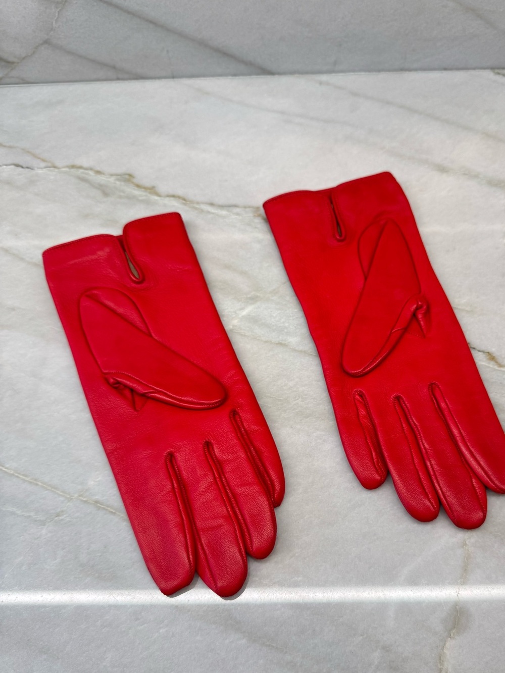Celine Red Lambskin Leather Gloves - Picture 3 of 12